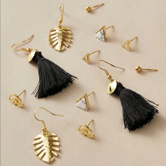 Tassel + Leaf Drop Earring Set - Picture 2 of 3